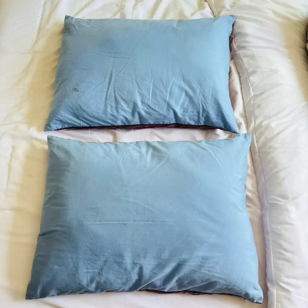 LACOSTE Burgundy Red Light Blue Stripe Comforter Throw Pillow Queen Bedding Set